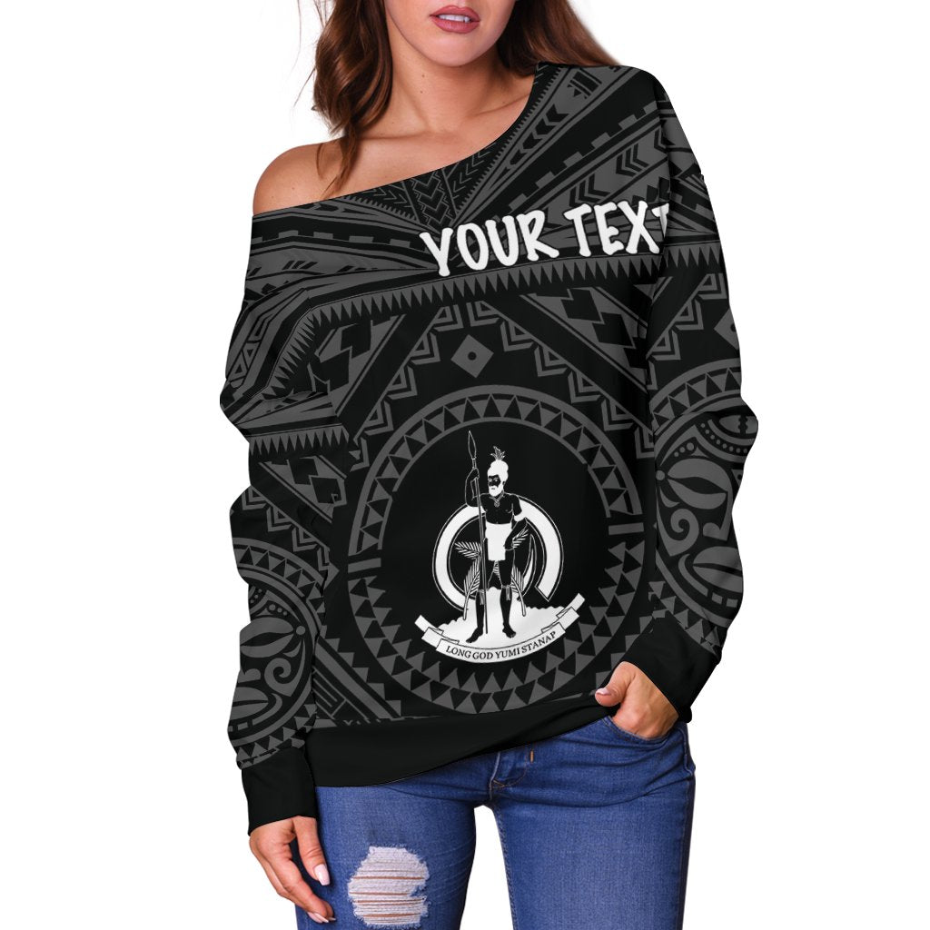 Vanuatu Personalised Women's Off Shoulder Sweater - Vanuatu Seal With Polynesian Tattoo Style - Vibe Hoodie Shop