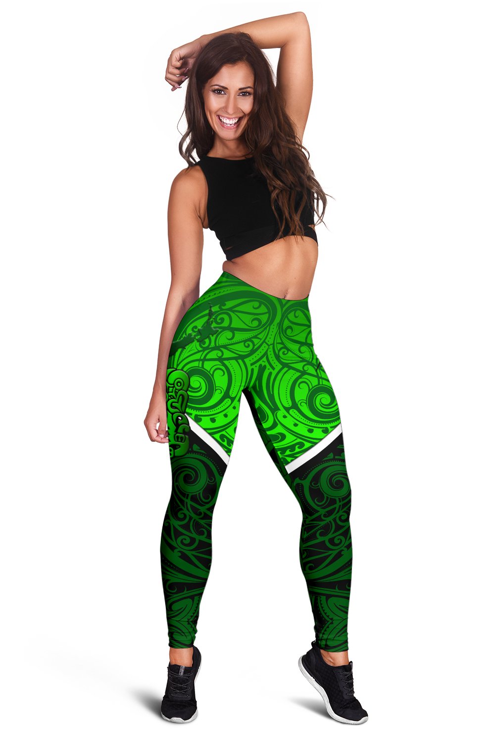 New Zealand Maori Rugby Women Leggings Pride Version - Green - Vibe Hoodie Shop