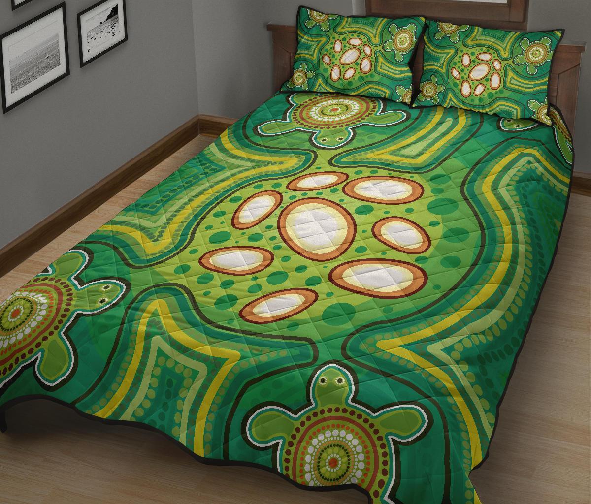 Aboriginal Quilt Bed Set - Indegenous Dot Painting Art - Vibe Hoodie Shop