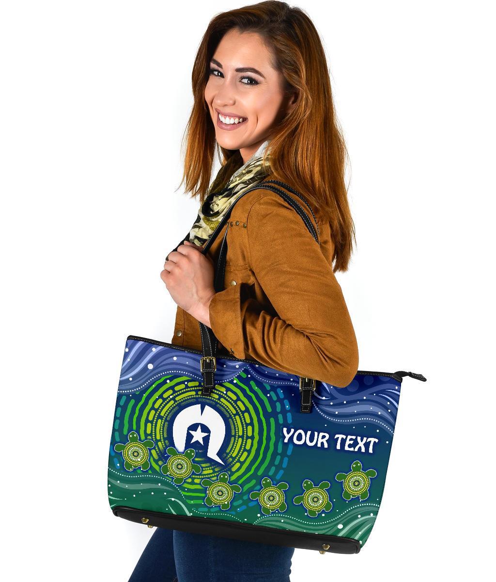 custom-text-torres-strait-islanders-large-leather-tote-bag-aboriginal-turtle