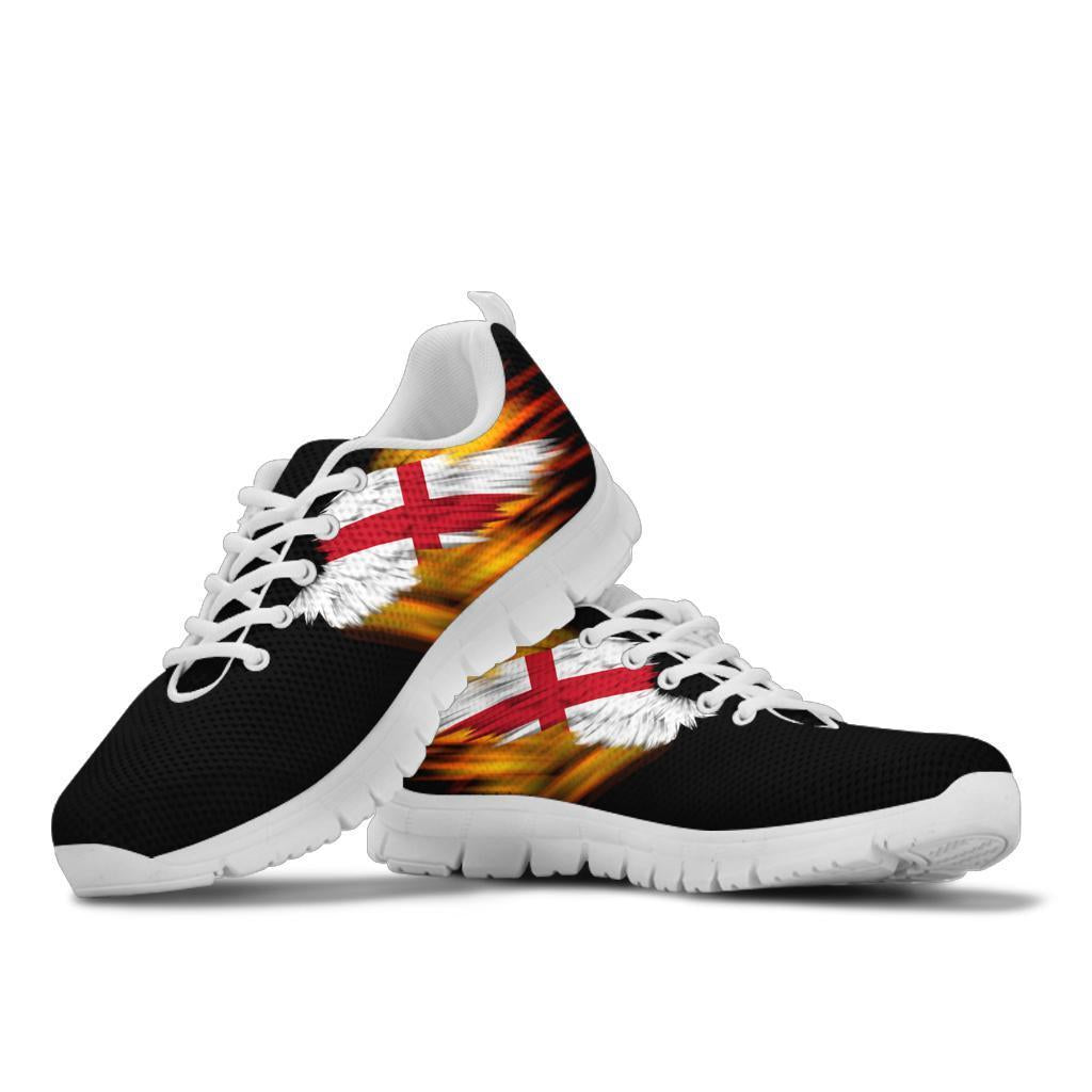 England Sneakers - Fire Wings and Flag - Vibe Hoodie Shop