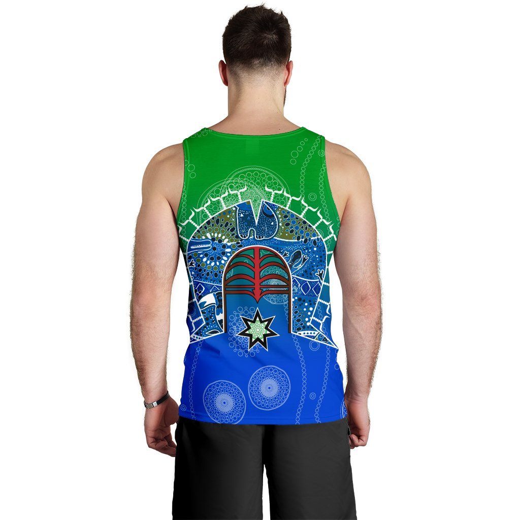 Men's Tank - Torres Strait Symbol With Aboriginal Patterns - Vibe Hoodie Shop