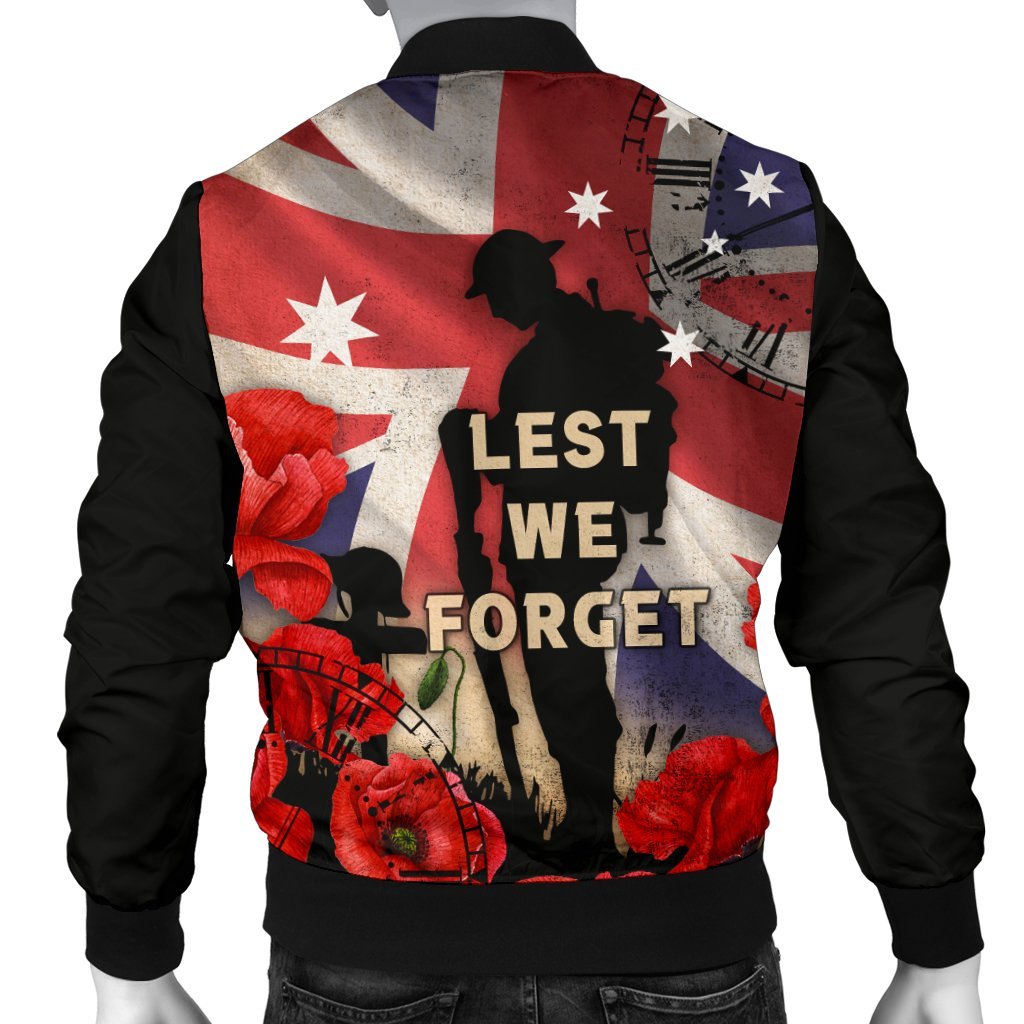 ANZAC Men's Bomber Jacket - A Day We Will Never Forget - Vibe Hoodie Shop