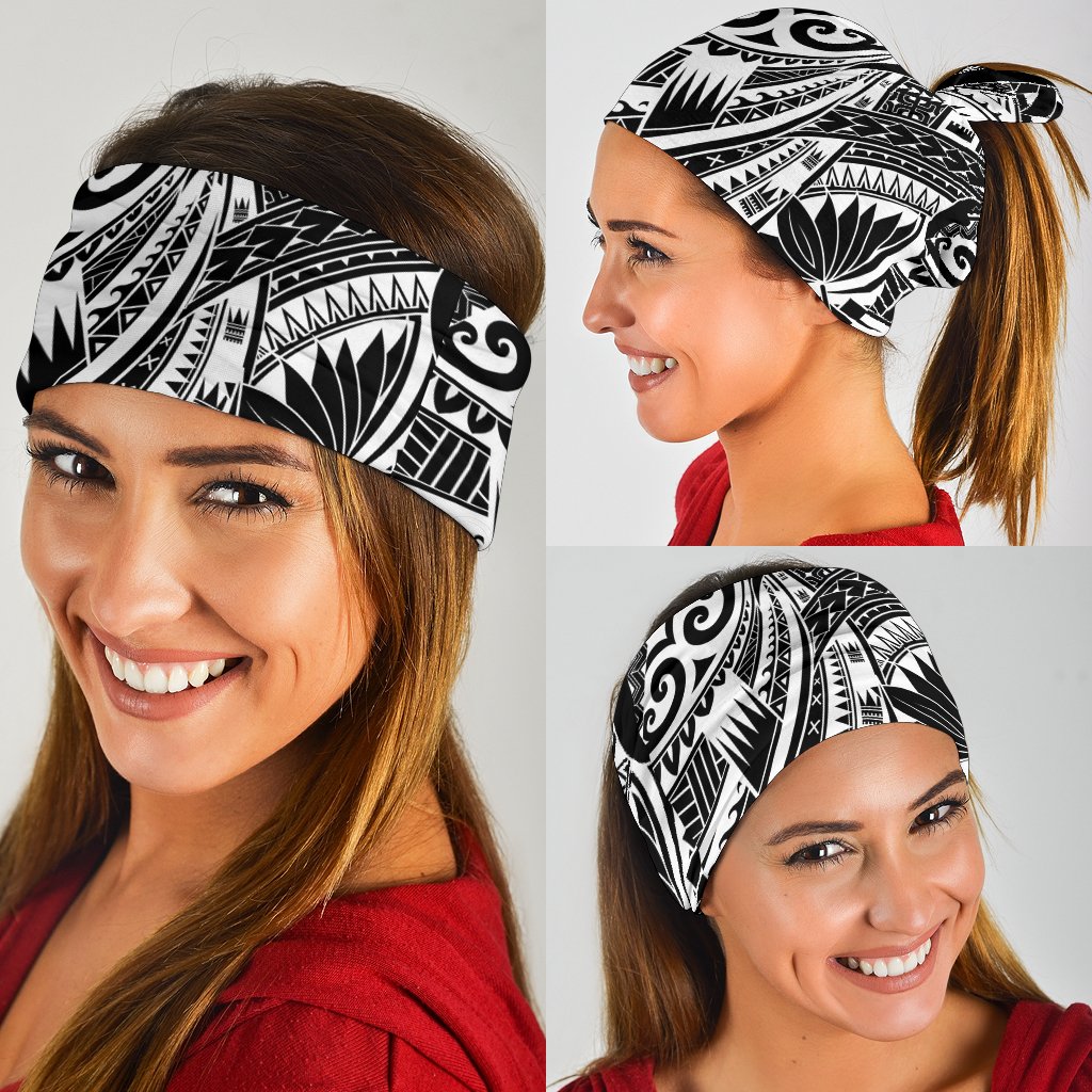 New Zealand Maori Polynesian Tattoo Bandana - White - Vibe Hoodie Shop