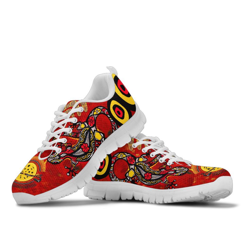 Aboriginal Sneakers, Lizard And Boomerang Pattern - Vibe Hoodie Shop