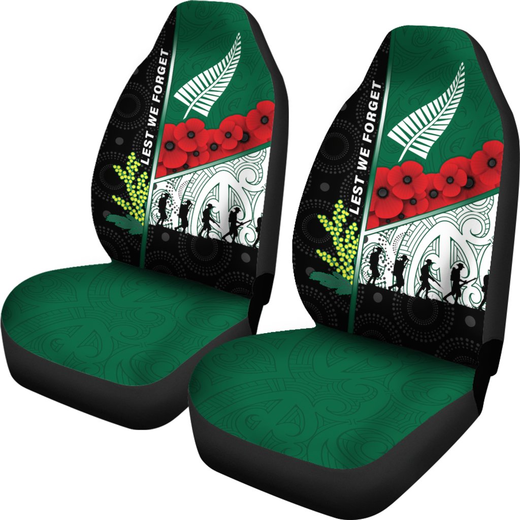 ANZAC Day - Lest We Forget Car Seat Covers Australia Indigenous and New Zealand Maori - Vibe Hoodie Shop