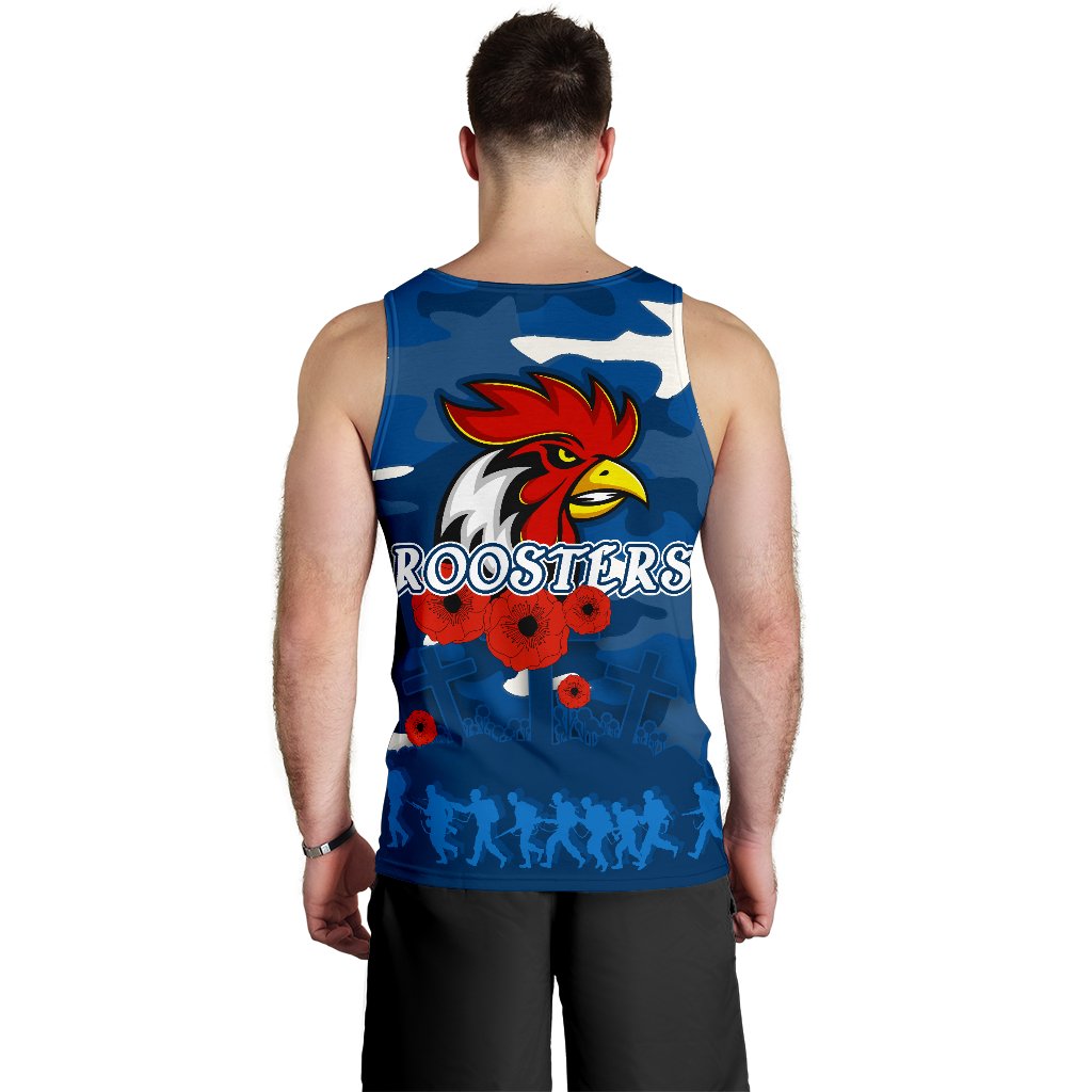 Roosters ANZAC Day Men Tank Top Military - Blue - Vibe Hoodie Shop