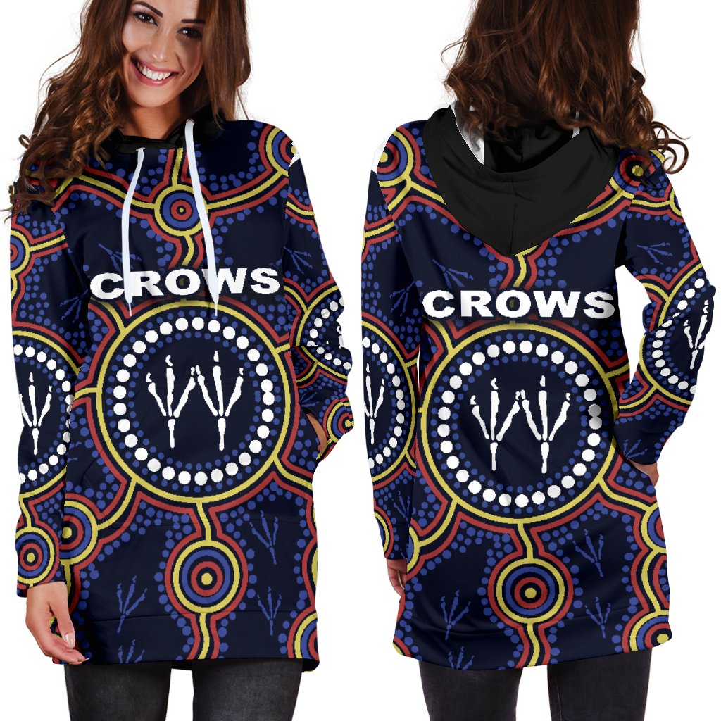 Adelaide Women Hoodie Dress Indigenous Crows Footprint - Vibe Hoodie Shop