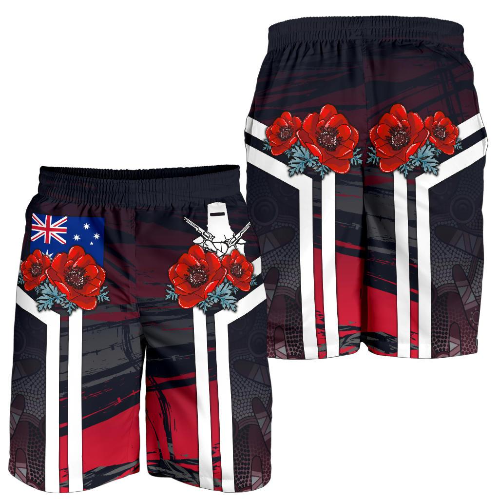 Shorts - ANZAC Day Shorts - Poppy Flowerss Dot Painting - Men - Vibe Hoodie Shop