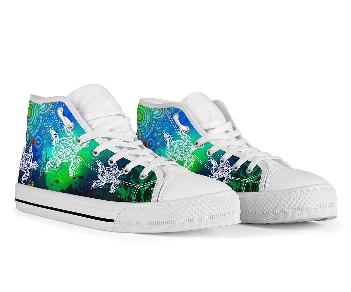 aboriginal-high-top-shoe-indigenous-turtle-ocean-dot-painting-art