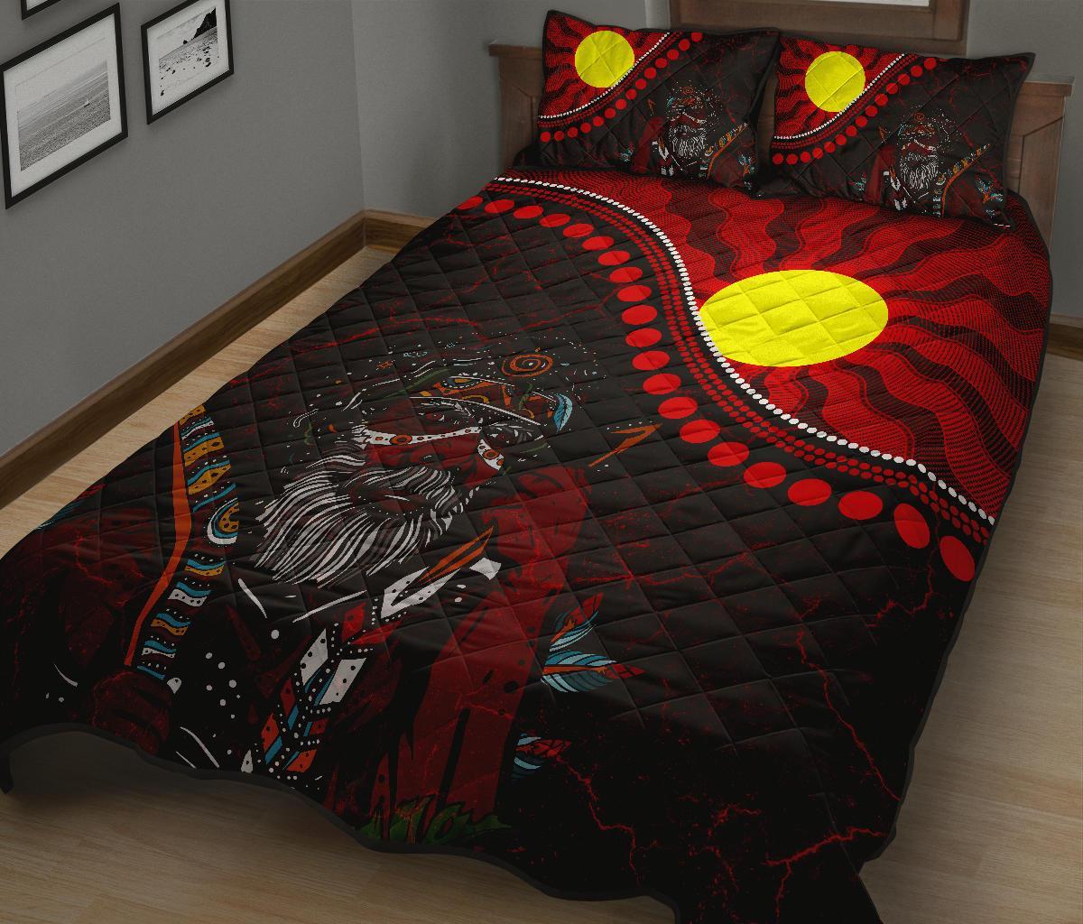 Aboriginal Quilt Bed Set - Indigenous People And Sun - Vibe Hoodie Shop