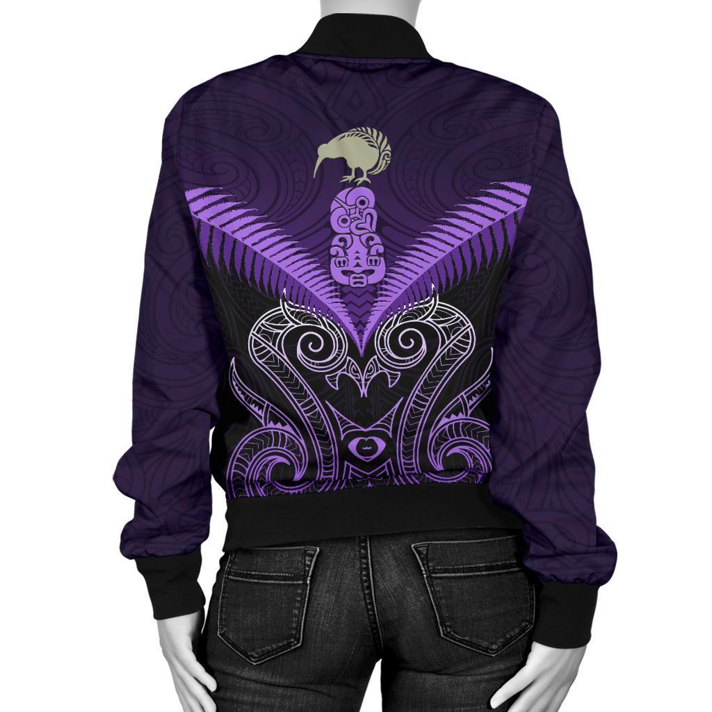 Maori Manaia New Zealand Women Bomber Jacket Purple - Vibe Hoodie Shop