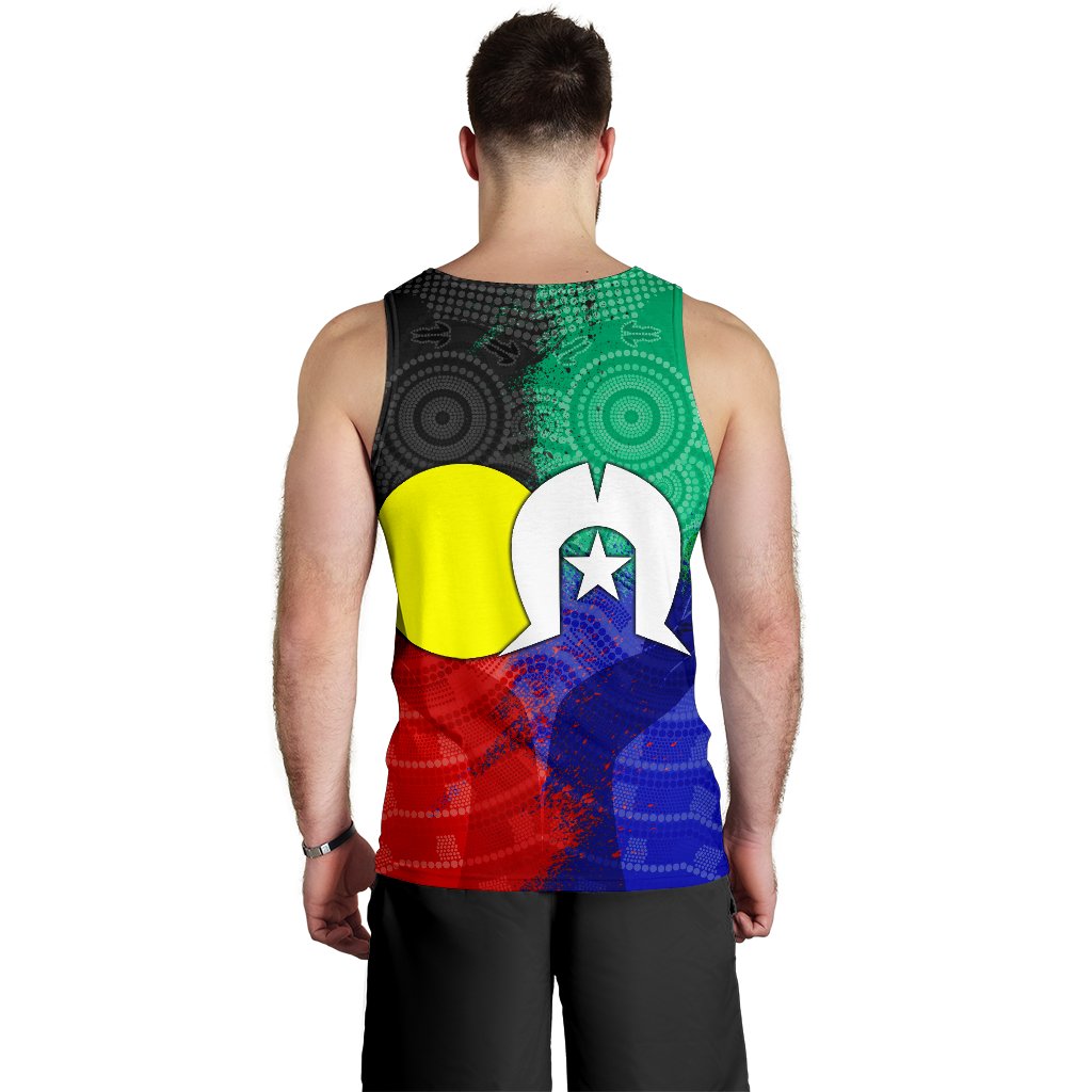 Aboriginal Men's Tank Top, Australia NAIDOC Week Indigenous Flag Style - Vibe Hoodie Shop