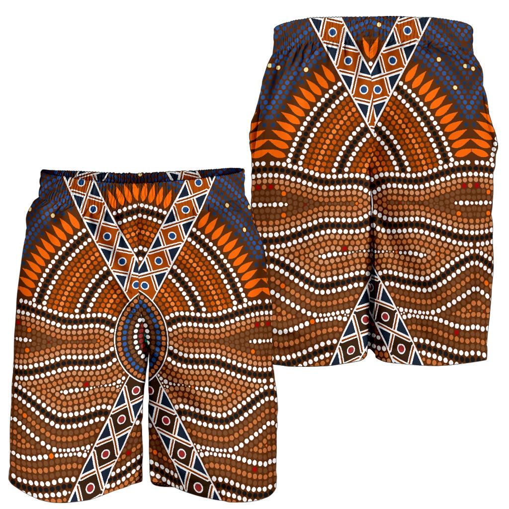 Aboriginal Shorts, Indigenous Dot Painting Men - Vibe Hoodie Shop