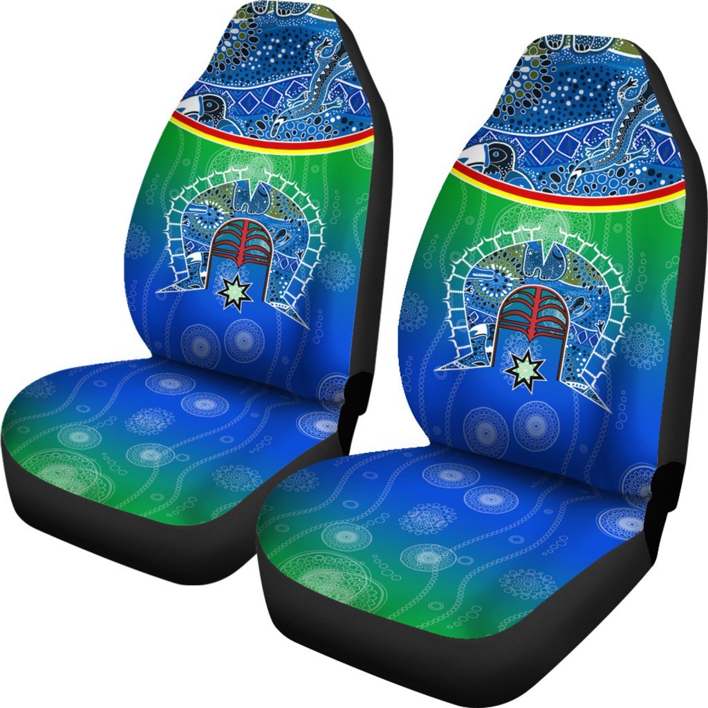 Car Seat Covers - Torres Strait Symbol With Aboriginal Patterns - Vibe Hoodie Shop