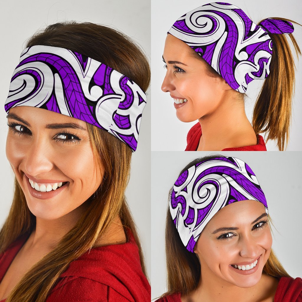 New Zealand Maori Tribal Ornament Bandana - Purple - Vibe Hoodie Shop