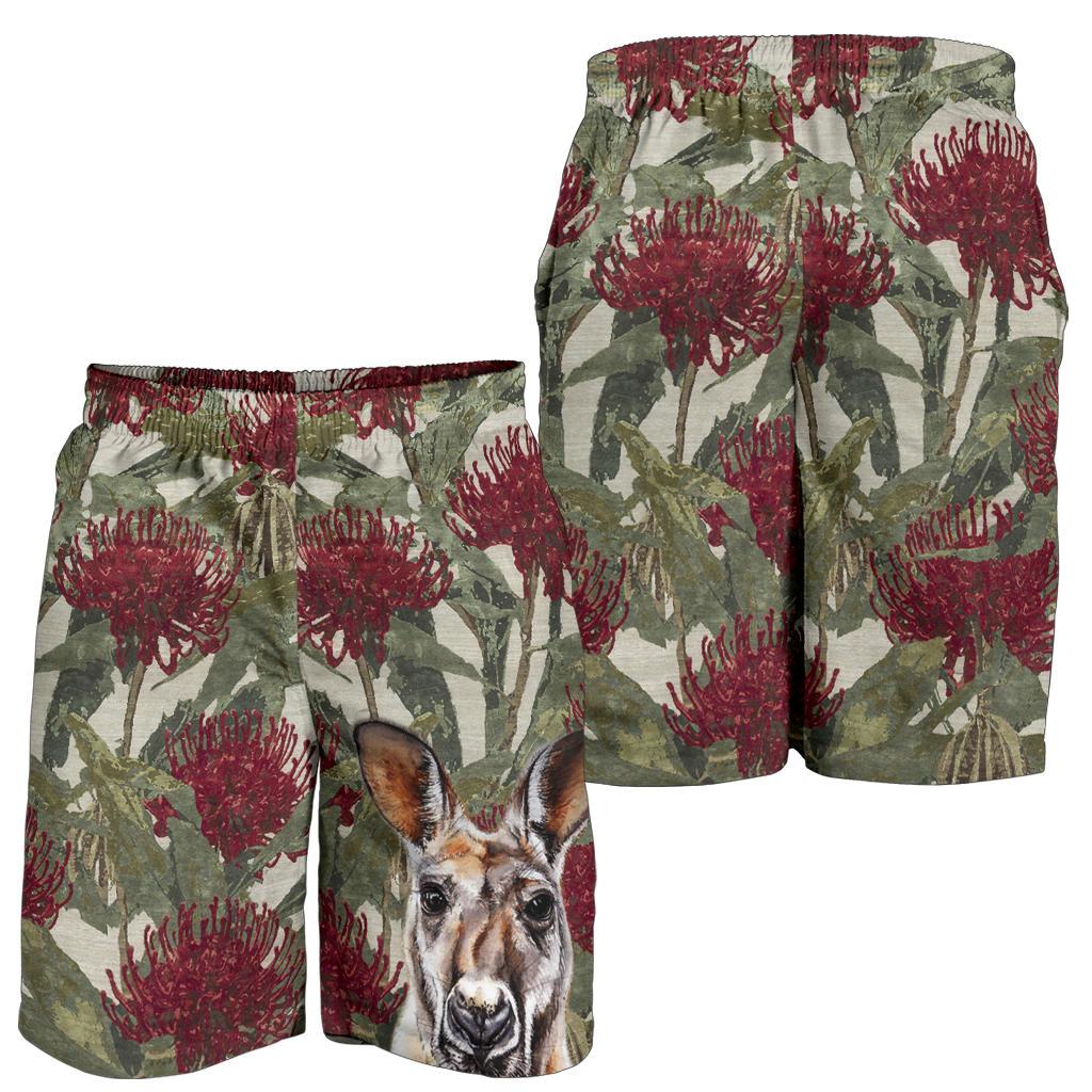 Short - Kangaroo Short Waratah Painting - Men - Vibe Hoodie Shop