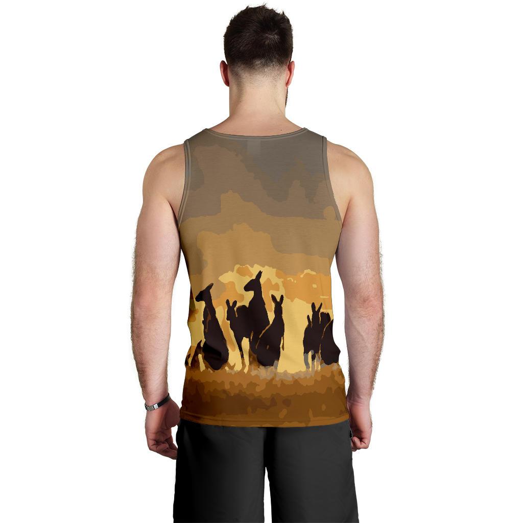 Men Tank Top - Kangaroo Mens Tank Family Sunset Painting Ver02A - Vibe Hoodie Shop