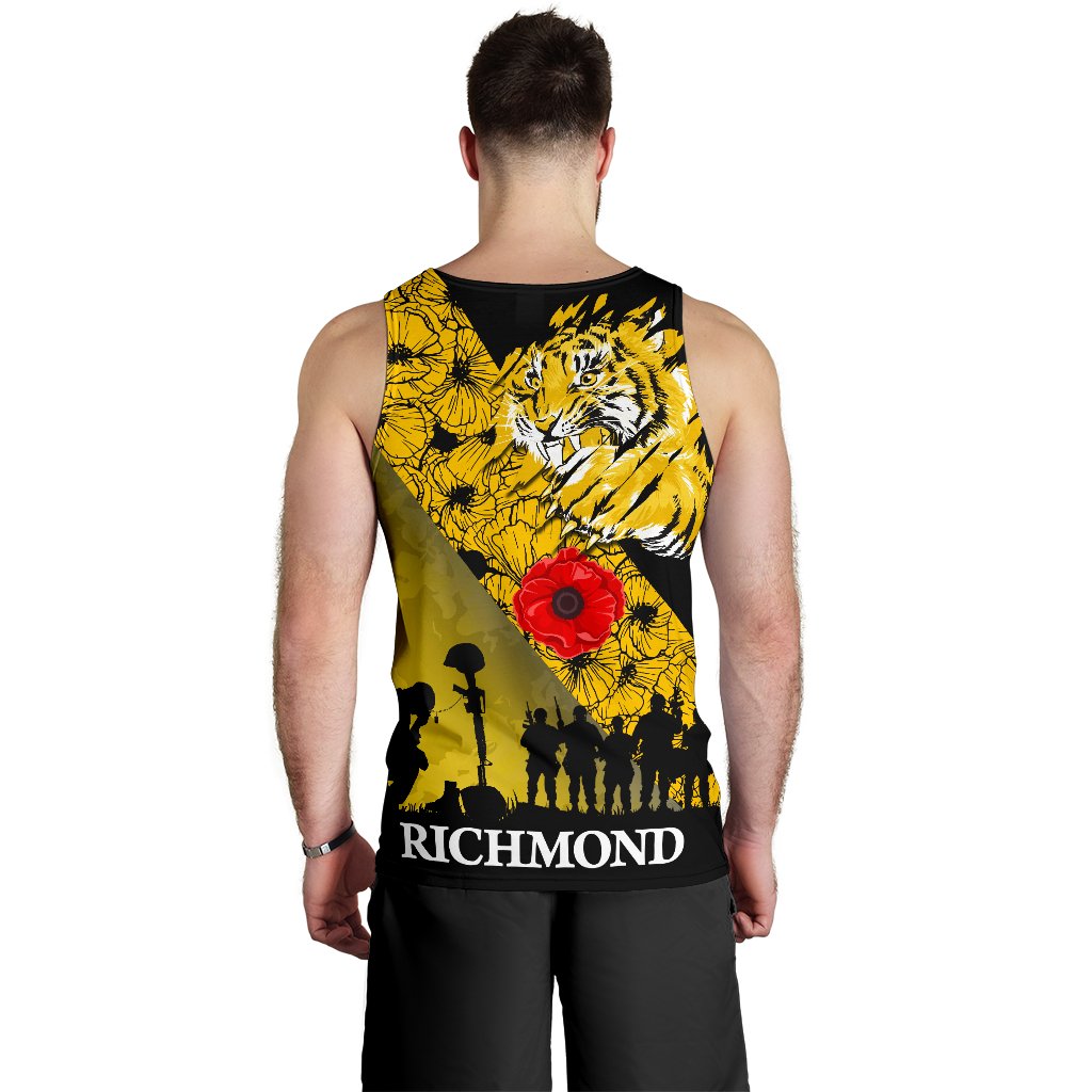 Richmond Tigers Men's Tank Top Lest We Forget - Vibe Hoodie Shop