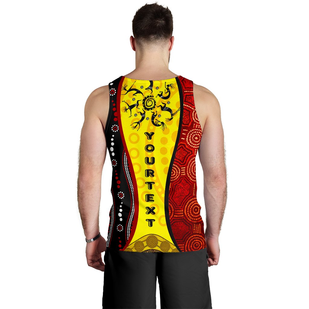 Aboriginal Men's Tank Top - Dreamtime Koori Dance and Dot Acrylic Paint - Vibe Hoodie Shop