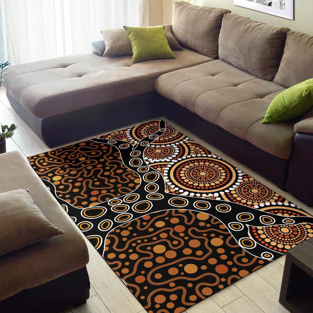 Area Rug - Aboriginal Dot Art Painting With Tree - Vibe Hoodie Shop