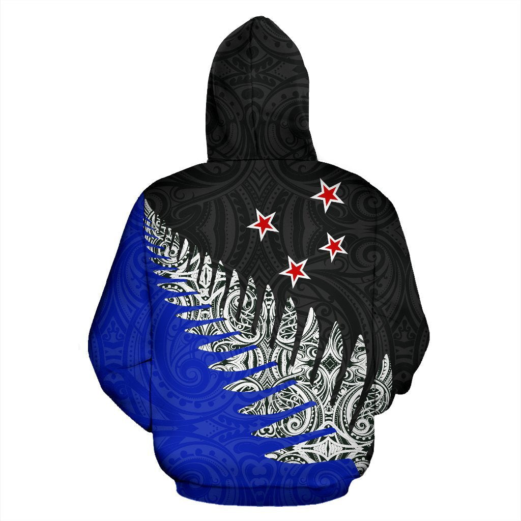 New Zealand Maori Silver Fern Zip Up Hoodie - Vibe Hoodie Shop