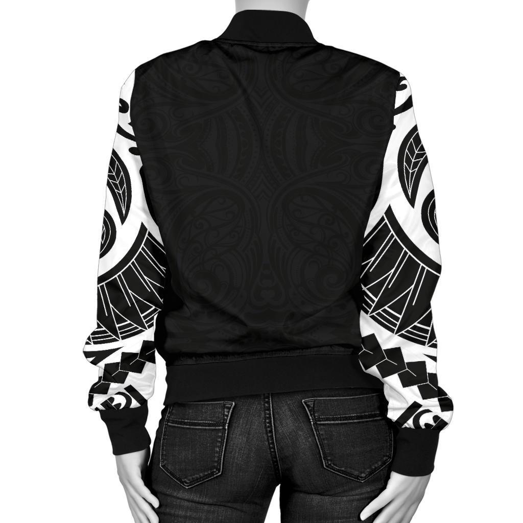 New Zealand Women's Bomber Jacket, Maori Taumutu Tattoo - Vibe Hoodie Shop