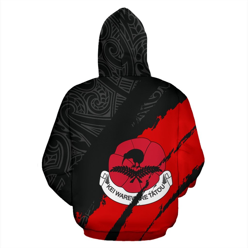 ANZAC Day New Zealand Zip Hoodie, Kiwi Ferns Maori Full Zip Hoodie - Vibe Hoodie Shop