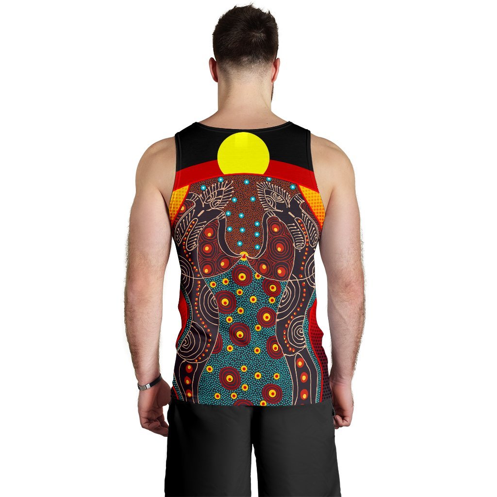 Men's Tank Top - Aboriginal Sublimation Dot Pattern Style (Red) - Vibe Hoodie Shop