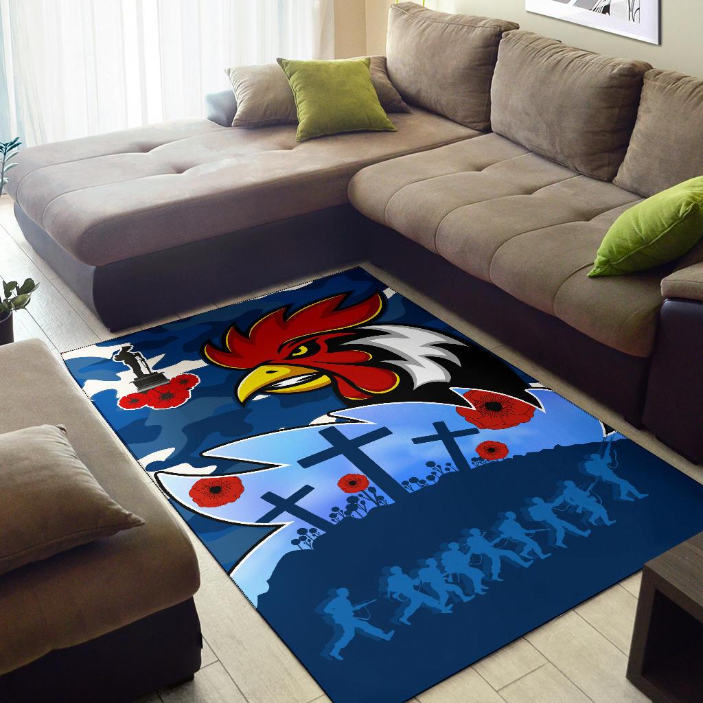 Roosters ANZAC Day Area Rug Military - Blue - Vibe Hoodie Shop