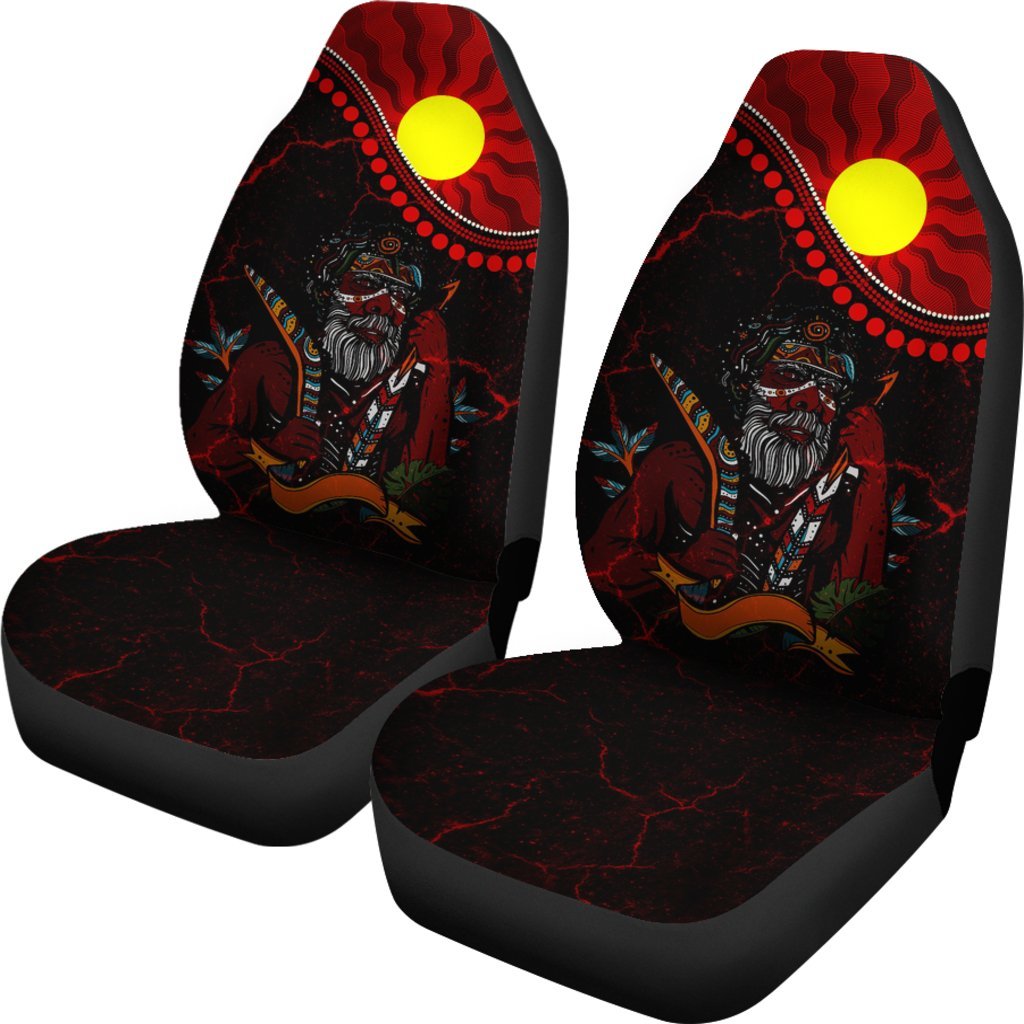 Aboriginal Car Seat Covers - Indigenous People And Sun - Vibe Hoodie Shop
