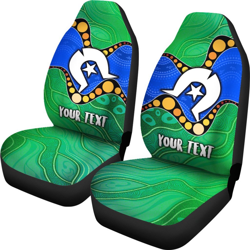 Custom Torres Strait Islands Car Seat Covers - Flag with Aboriginal Patterns - Vibe Hoodie Shop