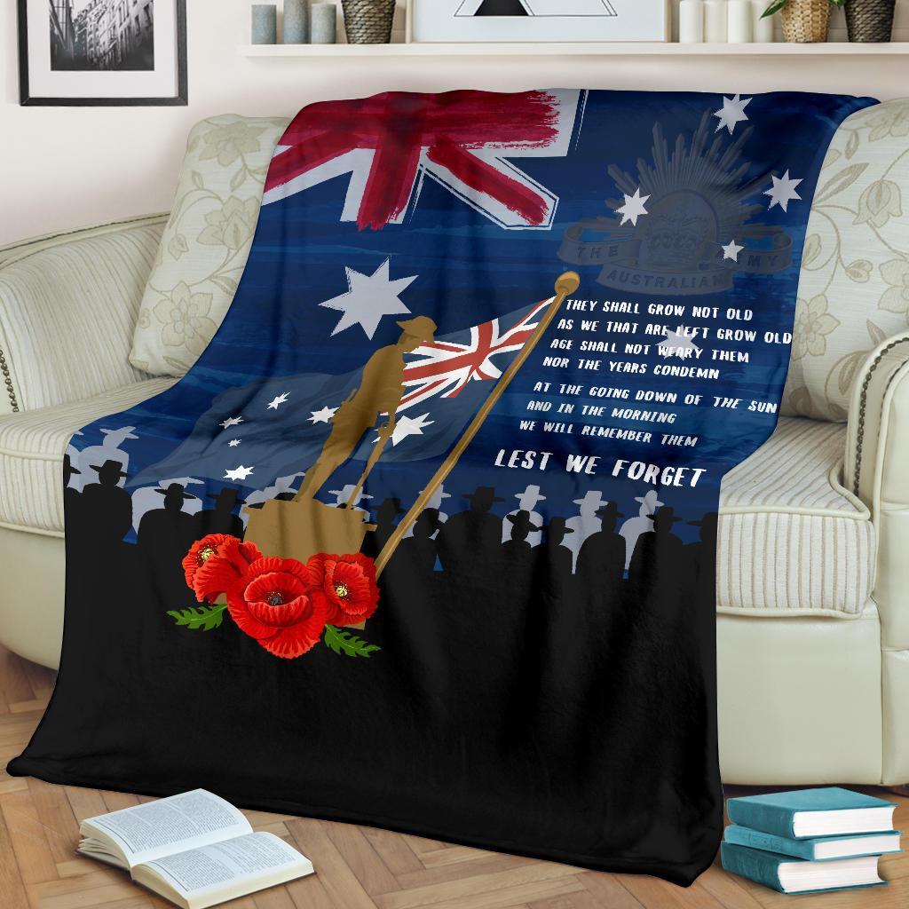 ANZAC Premium Blanket - Always Remember Australian ANZAC Day - Vibe Hoodie Shop