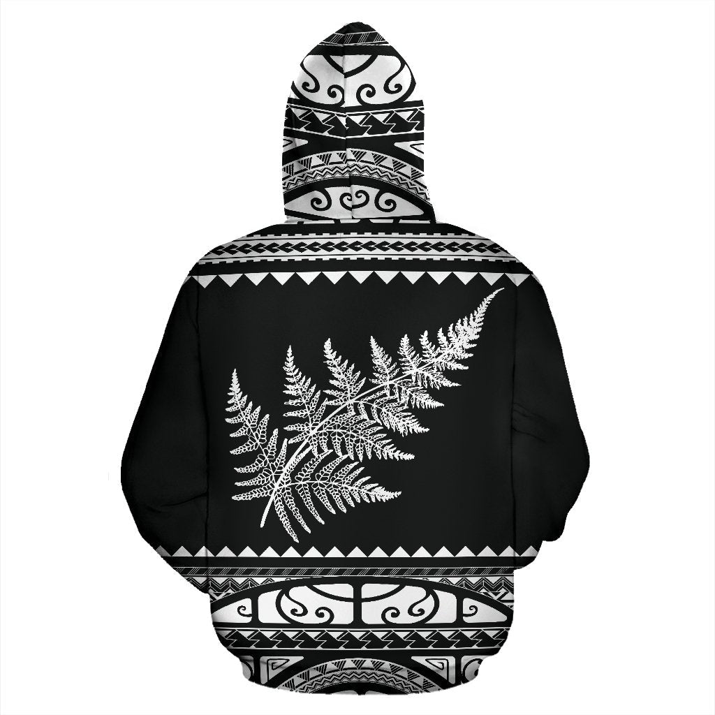 New Zealand Maori Zip Up Hoodie, Aotearoa Silver Fern Zipper Hoodie White - Vibe Hoodie Shop