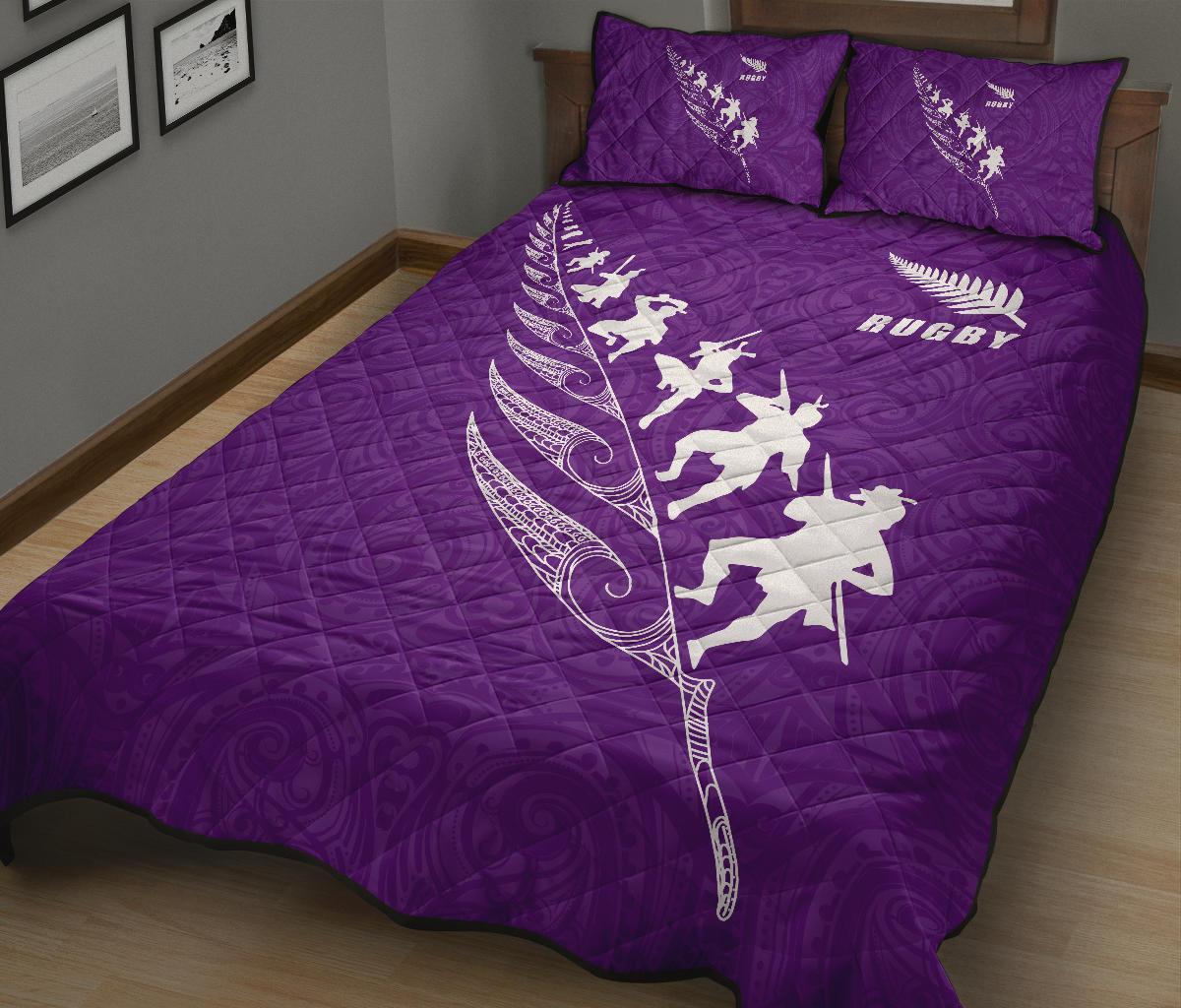 Quilt Bed Set New Zealand Rugby Haka Violet - Vibe Hoodie Shop