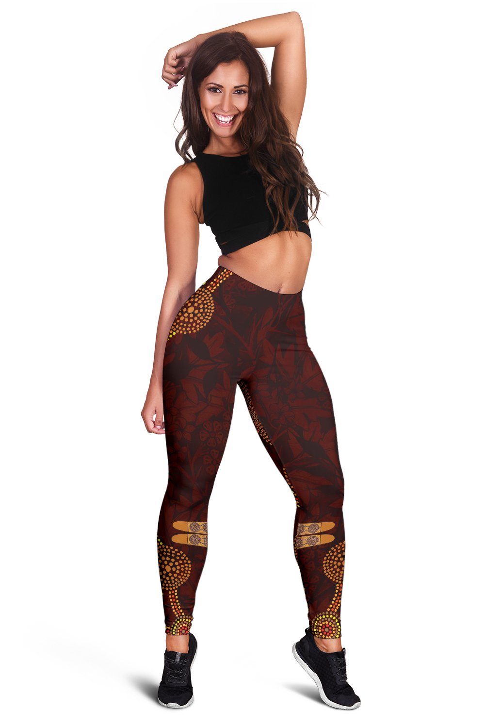 Leggings - Aboriginal Dot Painting Kangaroo Pants - Women - Vibe Hoodie Shop