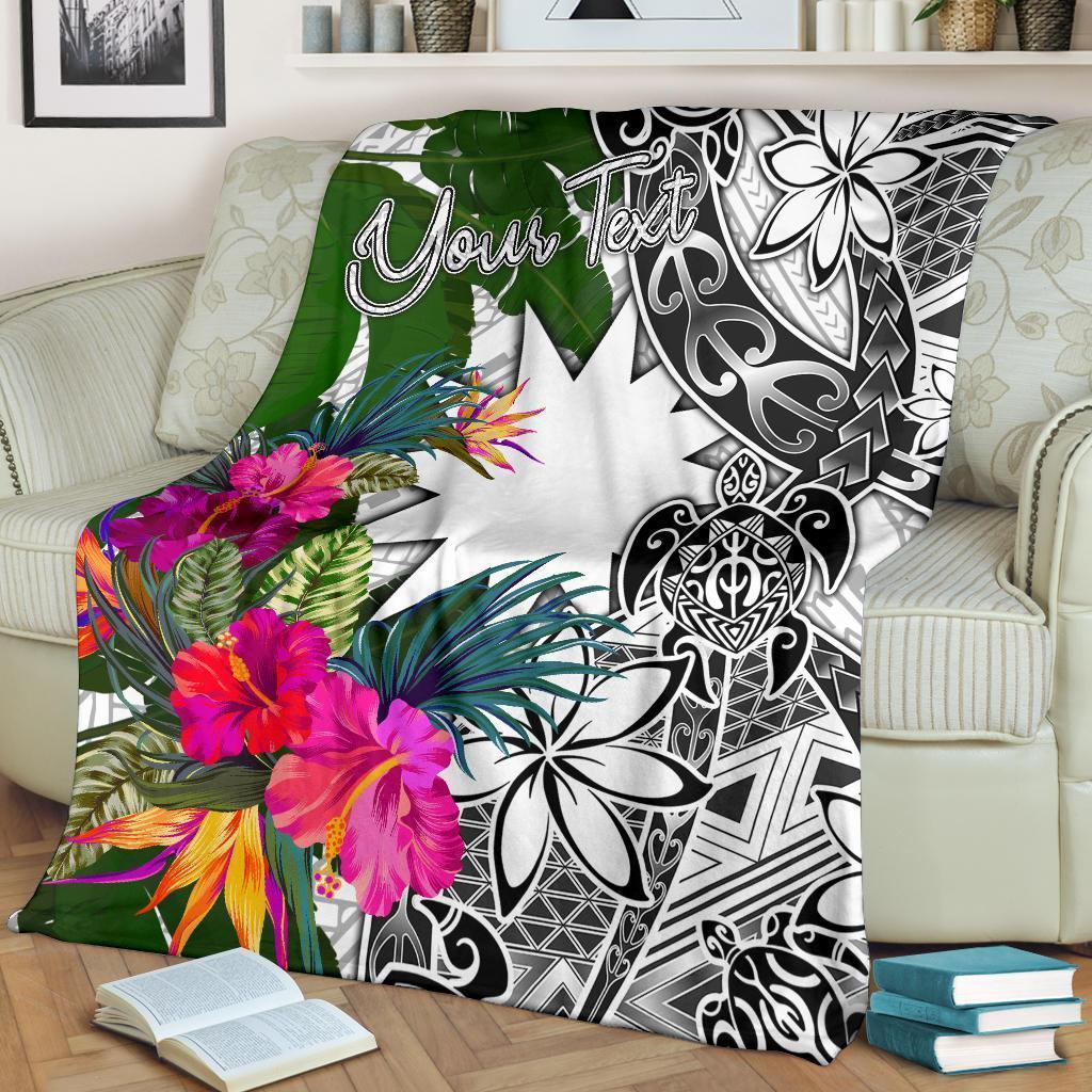Nauru Custom Personalised Premium Blanket White - Turtle Plumeria Banana Leaf - Vibe Hoodie Shop