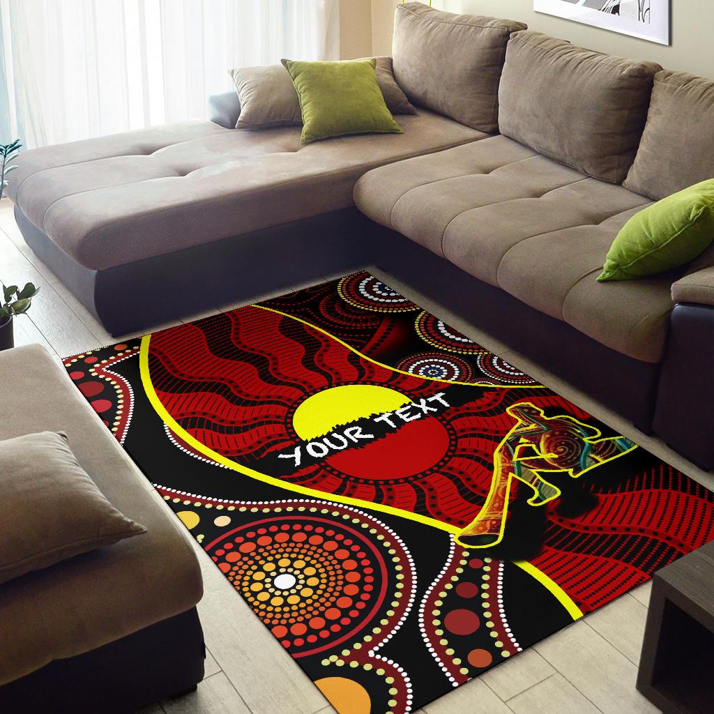 Custom Area Rug - Australia Aboriginal Dots With Didgeridoo - Vibe Hoodie Shop