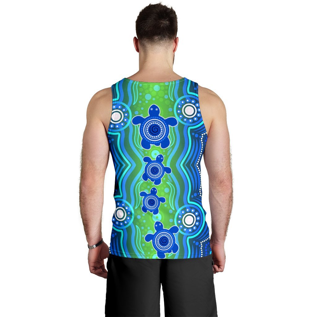 Aboriginal Men's Tank Top - Aboriginal Turtle Family - Vibe Hoodie Shop