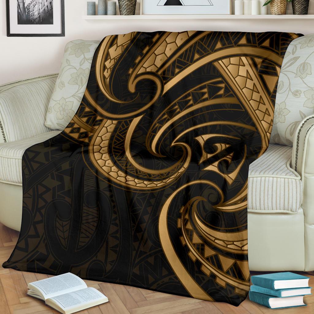 New Zealand Maori Mangopare Premium Blanket Polynesian - Gold - Vibe Hoodie Shop