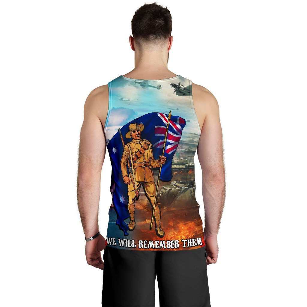 ANZAC Men's Tank Top - Australian Soldier - Vibe Hoodie Shop