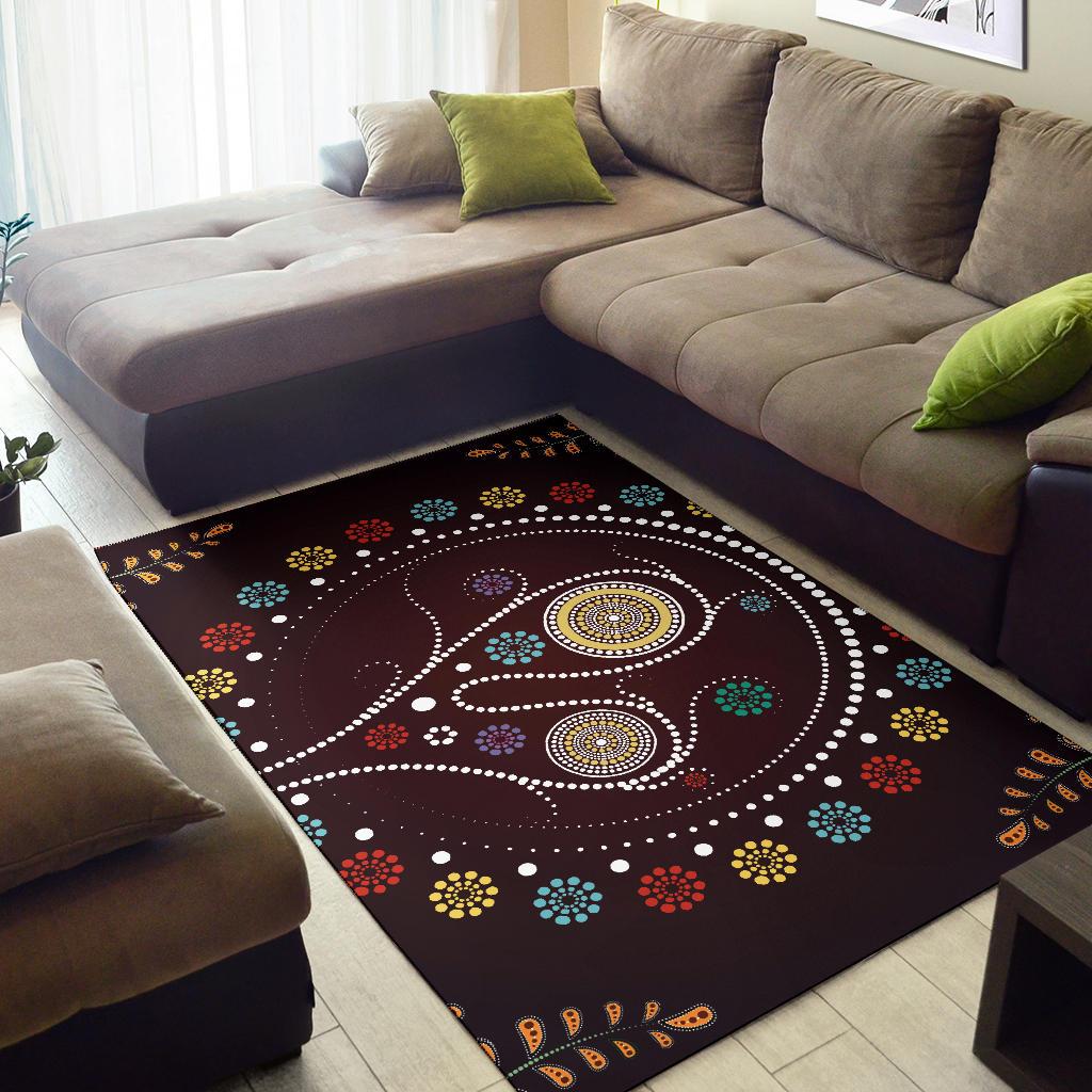 Area Rug - Aboriginal Dot Painting Rug Tree - Vibe Hoodie Shop