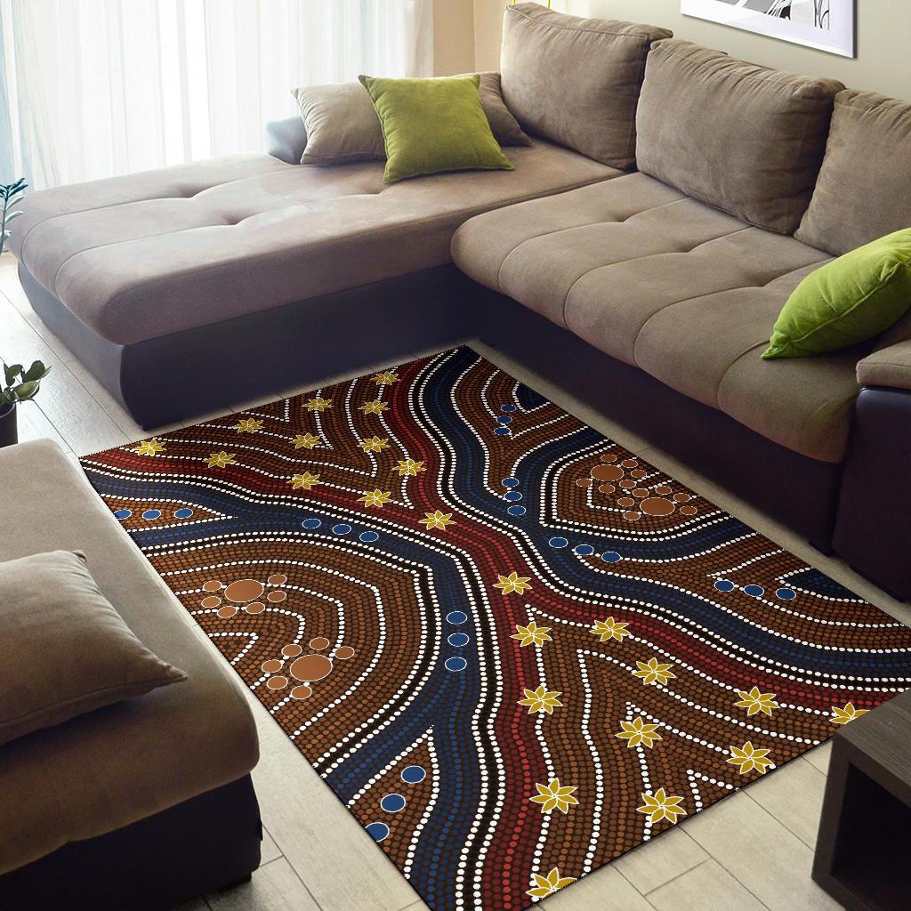 Area Rug - Aboriginal Dot Painting Depicting Wet - Vibe Hoodie Shop