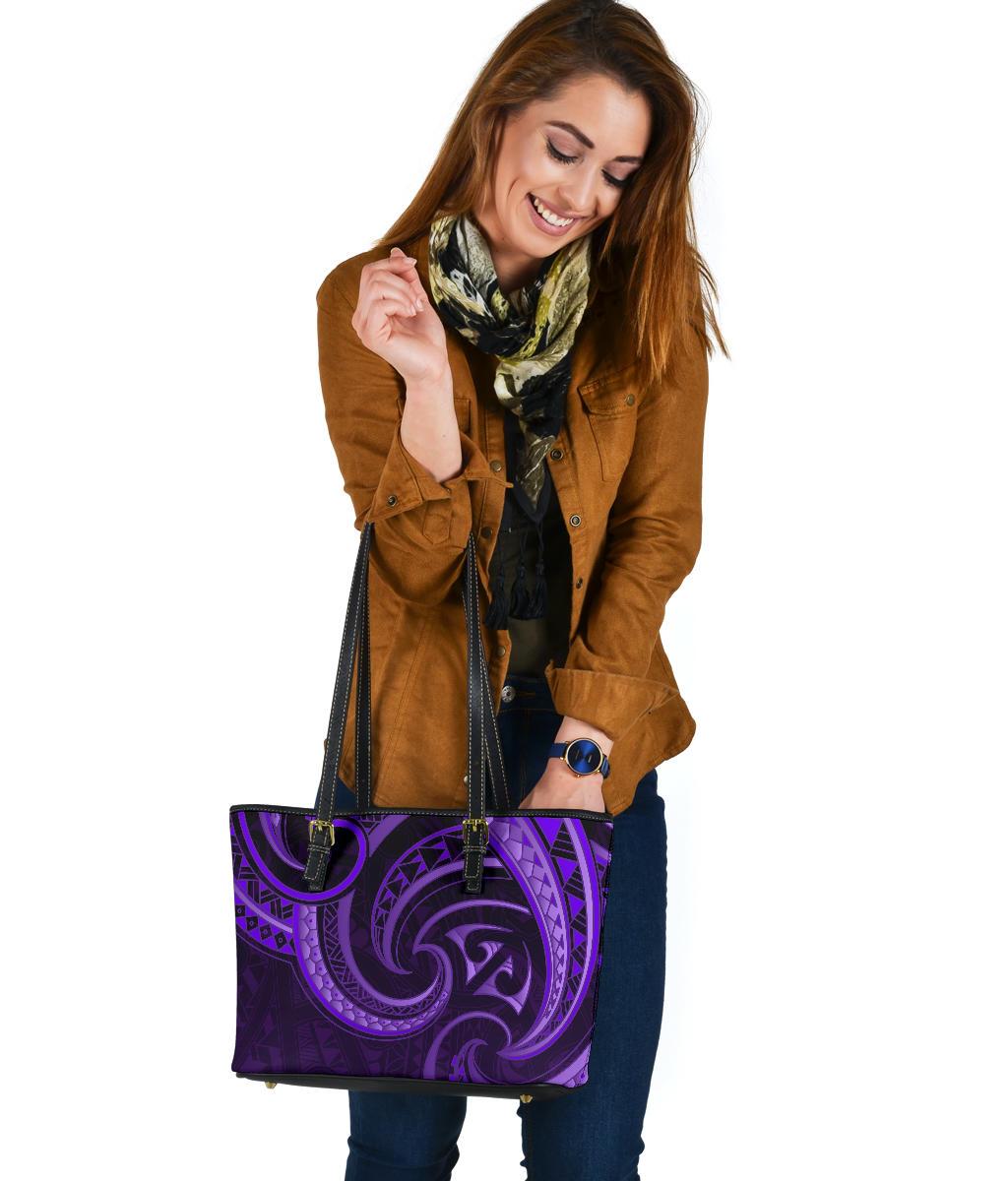 new-zealand-maori-mangopare-small-leather-tote-polynesian-purple