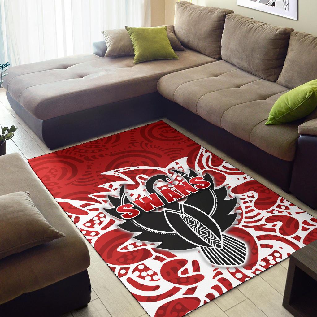 Sydney Area Rug Simple Indigenous Swans - Vibe Hoodie Shop