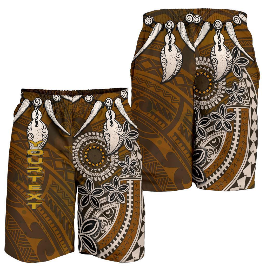 Cook Islands Custom Personalised Men's Shorts - Polynesian Boar Tusk - Vibe Hoodie Shop