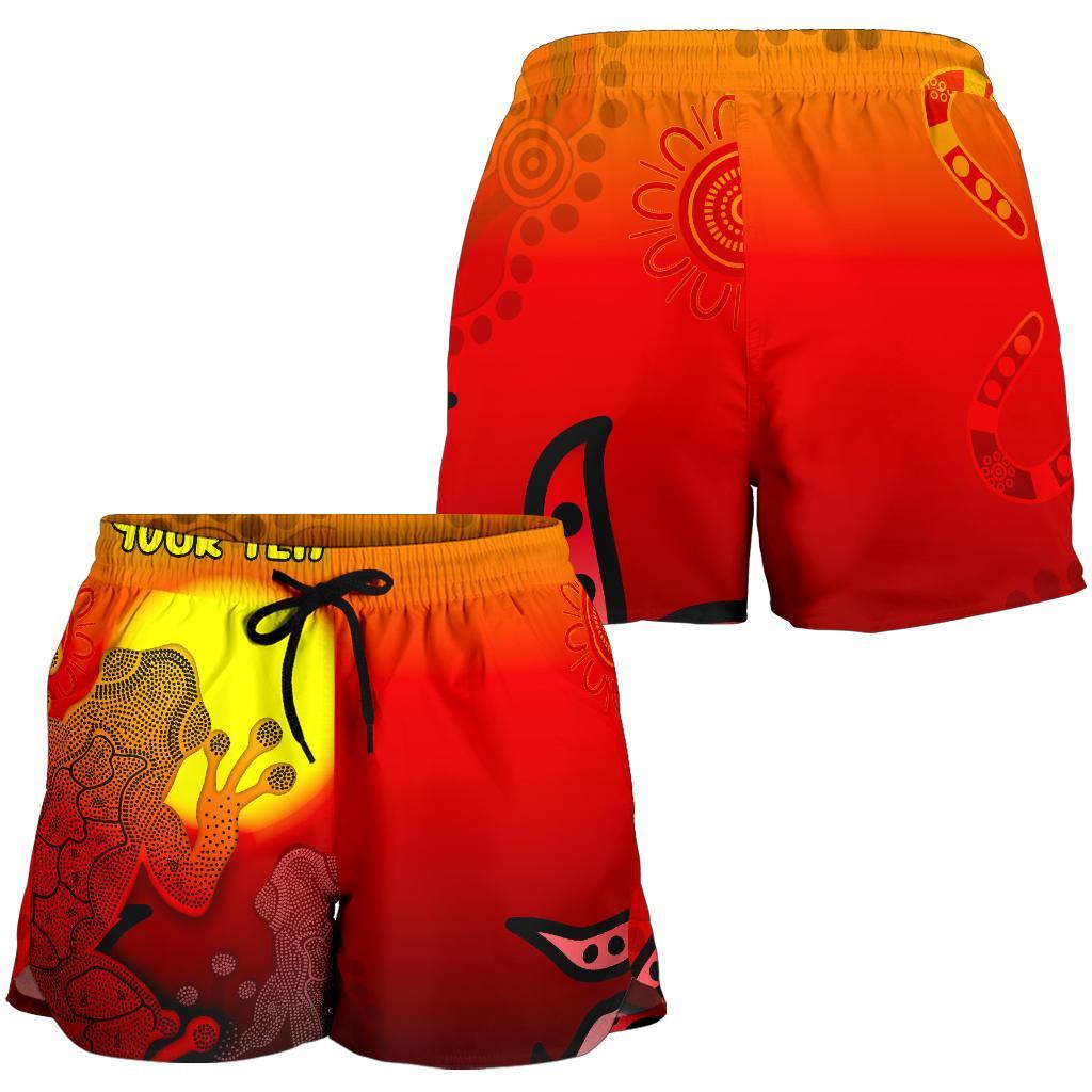 custom-aboriginal-womens-shorts-indigenous-frog-red