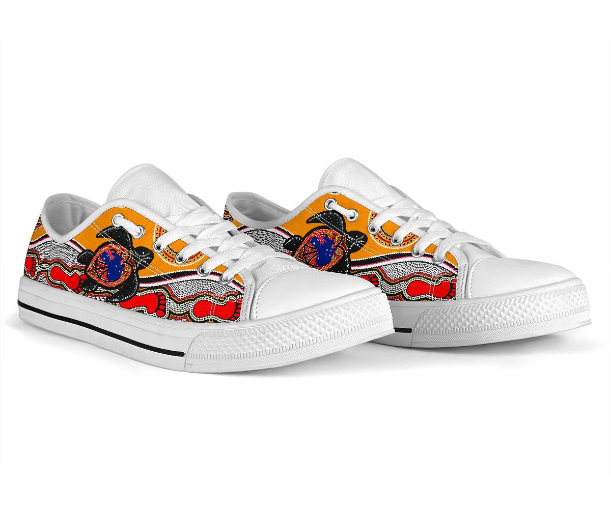 Canvas Shoes - Aboriginal Patterns Shoes Turtle - Low Top - Vibe Hoodie Shop
