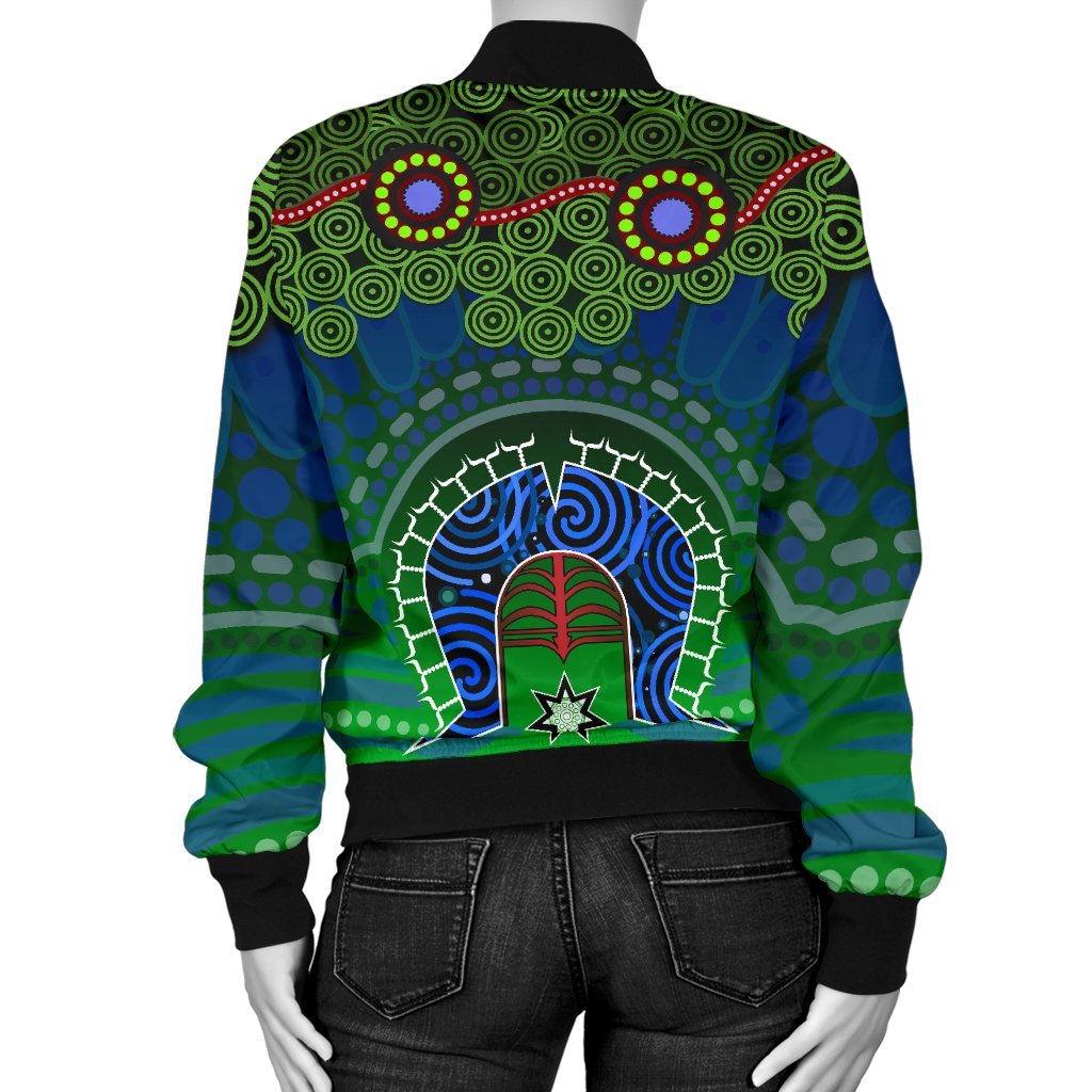 Torres Strait Women's Bomber Jacket - Dhari And Dot Patterns - Vibe Hoodie Shop