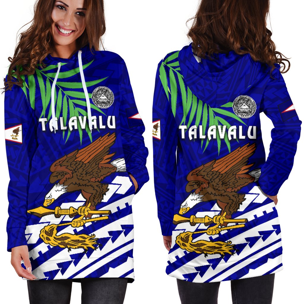 American Samoa Rugby Women Hoodie Dress Coconut Leaves - Talavalu - Vibe Hoodie Shop